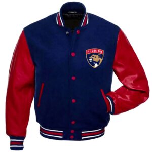 Navy Red Florida Panthers Varsity Jacket (Front)
