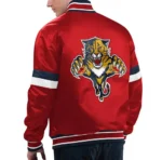 Red Florida Panthers Home Game Satin Jacket (Back)