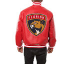 Red Florida Panthers Leather Jacket (Back)