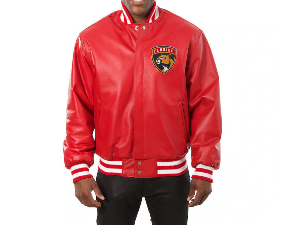 Red Florida Panthers Leather Jacket (Front) Red Florida Panthers Leather Jacket (Front)