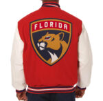 Red White Florida Panthers Varsity Jacket Back