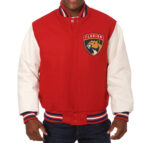 Red White Florida Panthers Varsity Jacket Front