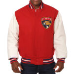 Red White Florida Panthers Varsity Jacket Front