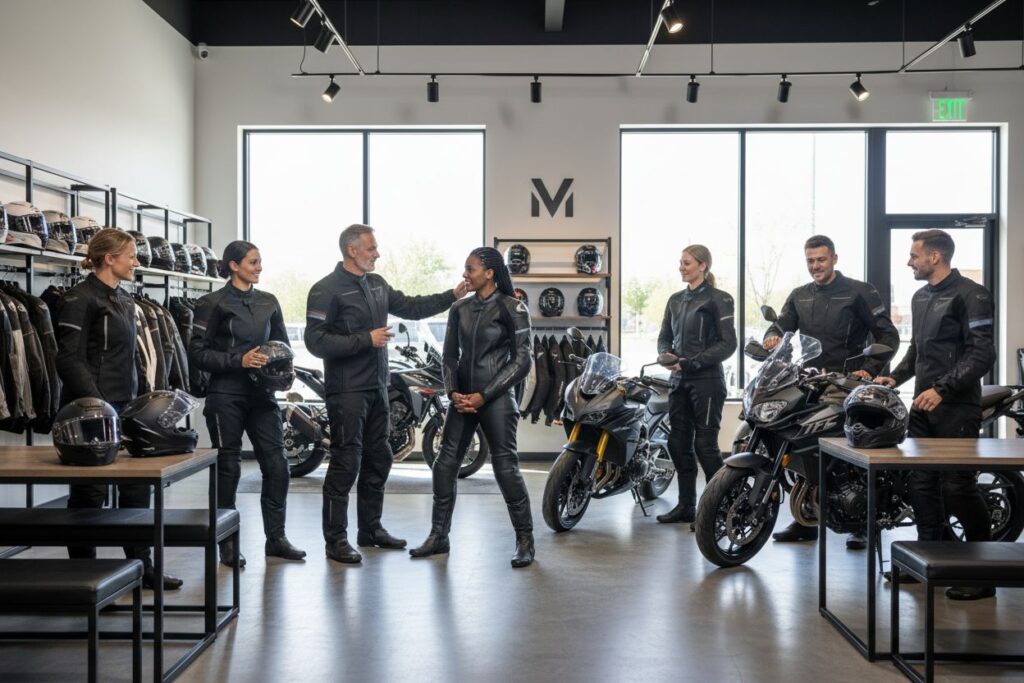 motorcycle suits diversity, riders, gear shop