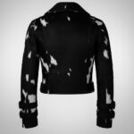 Black Cowhide Hair-On Biker Leather Jacket Back