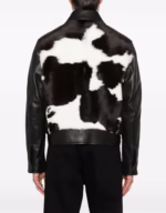 Black Cowhide Hair On Leather Bomber Jacket