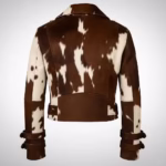 Brown Cowhide Hair On Biker Leather Jacket Back