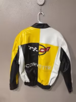 C5 Black Yellow White Corvette Leather Jacket (Back)