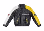 C5 Black Yellow White Corvette Leather Jacket (Front)