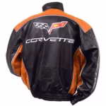 C6 Z06 Black Orange Corvette Leather Jacket (Back)