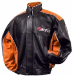 C6 Z06 Black Orange Corvette Leather Jacket (Front)