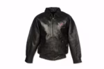C8 Corvette Textured Black Leather Jacket Front