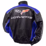 Corvette C6 Blue Black Racing Leather Jacket (Back)