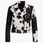 Cowhide Hair-On Black Biker Leather Jacket Front