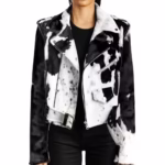 Handmade Real Black Cowhide Hair-On Leather Jacket