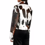 Handmade Real Cowhide Hair On Biker Leather Jacket (Back)
