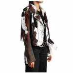 Handmade Real Cowhide Hair On Biker Leather Jacket (Right Side)-4