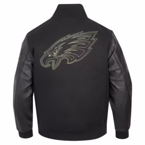 Philadelphia Eagles Black Gold Varsity Jacket Back