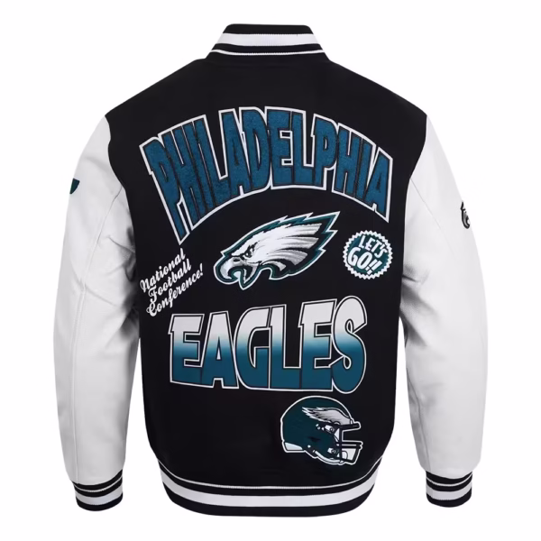 Philadelphia Eagles Turn It Up Varsity Jacket (Back)