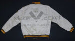 Pittsburgh Pirates White Satin Jacket Back view with rib knitted waistband