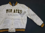 Pittsburgh Pirates White Satin Jacket Left Side view with Rib Knitted Cuffs