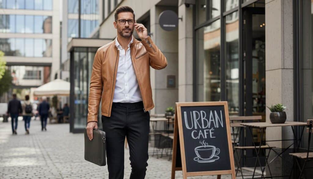 men light leather jacket