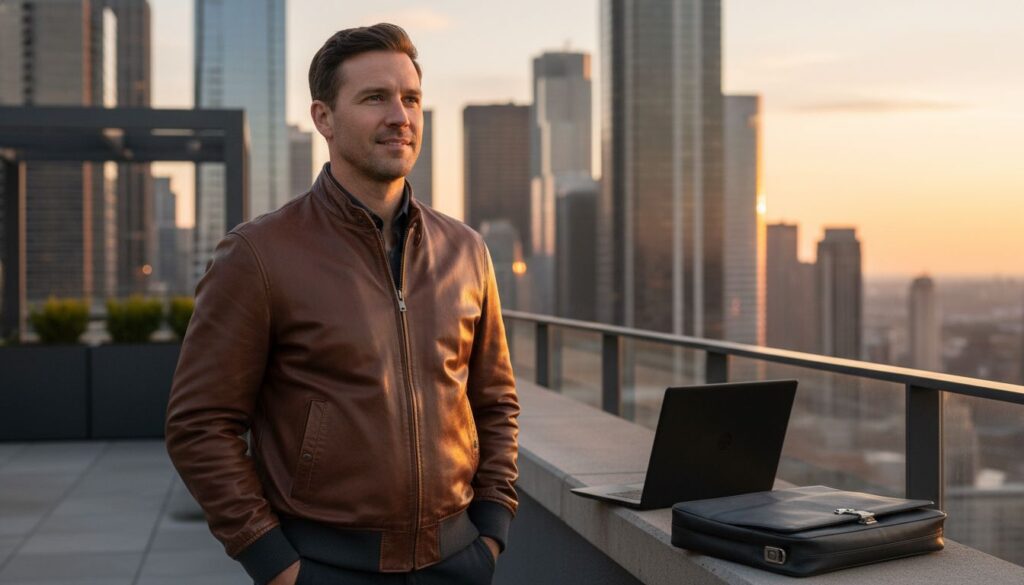 leather bomber jacket