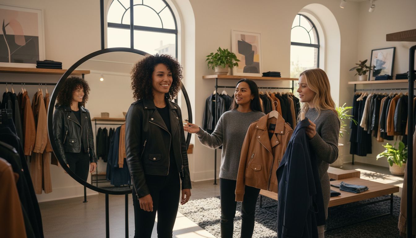 women leather jacket shopping