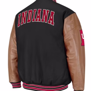 Indiana Hoosiers Black Brown Varsity Jacket (Back)