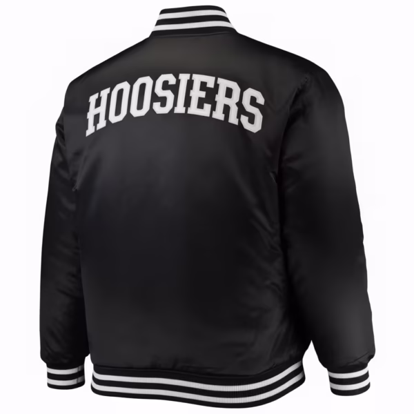 Indiana Hoosiers Black Full Zip Satin Jacket (Back)