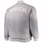 Indiana Hoosiers Grey Full Snap Satin Jacket (Back)