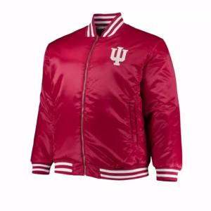 Indiana Hoosiers Red Full Zip Satin Jacket (Front)