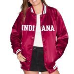 Indiana Hoosiers Satin Letterman Bomber Jacket (Front)