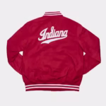 Indiana Hoosiers Script Red Satin Bomber Jacket (Back)