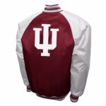 Indiana Hoosiers Snap Down Red Cream Satin Jacket (Back)