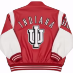 Indiana Hoosiers University Red White Leather Jacket (Back)