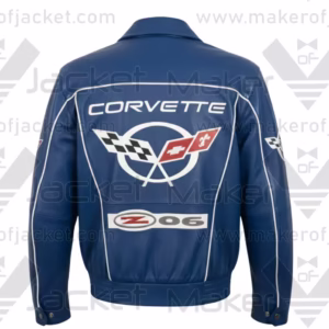 Rare C5 Z06 Blue Corvette Leather Jacket Back