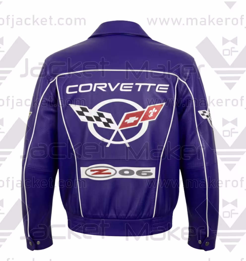 Rare C5 Z06 Purple Corvette Leather Jacket Back Rare C5 Z06 Purple Corvette Leather Jacket Back