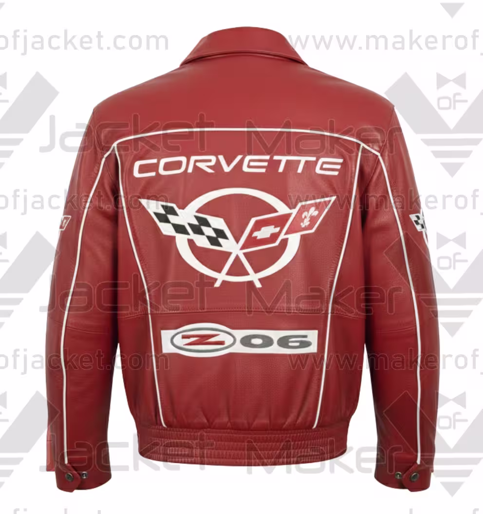Rare C5 Z06 Red Corvette Leather Jacket Back Rare C5 Z06 Red Corvette Leather Jacket Back