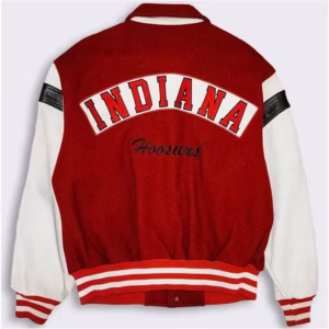 Vintage 80's Indiana Hoosiers Red White Varsity Jacket (Back)