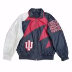 Vintage 90s Indiana Hoosiers Sharktooth Leather Jacket (Front)