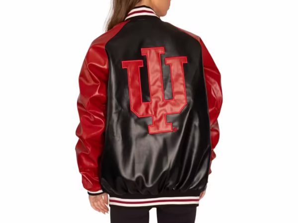 Vintage Indiana Hoosiers Black Red Leather Jacket