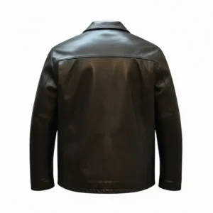Arizona Coyotes Logo Black Leather Jacket back view in premium black leather