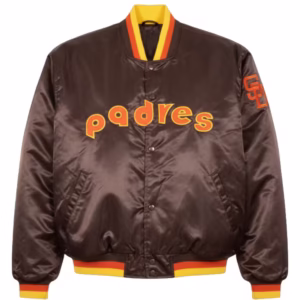Brown San Diego Padres Satin Jacket (Front)