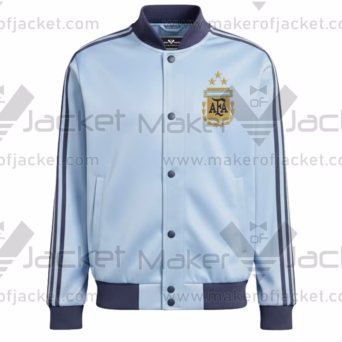 Argentina FIFA World Cup 2026 Blue Satin Jacket Front