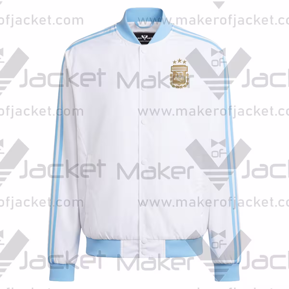 Argentina FIFA World Cup 2026 White Satin Jacket Front