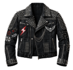 Black studded punk leather jacket