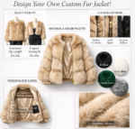 Custom fur jacket design options and color swatches chart