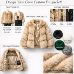 Custom fur jacket design options and color swatches chart