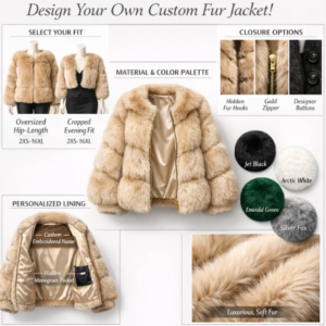 Custom fur jacket design options and color swatches chart